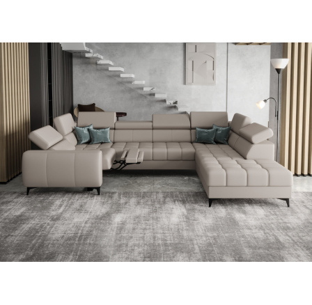 Rohová sedacia súprava PORTO MAX I, relax prírodná koža 225x350X193 cm - sivá koža, pravá Rohová sedacia súprava PORTO MAX I, relax prírodná koža 225x350X193 cm - sivá koža, pravá