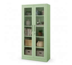 Sklenená vitrína AMELIA, 900 x 1850 x 400 mm, Fresh Style: pastelovo zelená