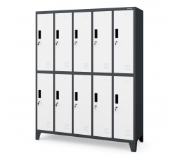 Šatní skriňa s 10 boxmi antracitovo-biela: BARTEK, 1360 x 1720 x 450 mm