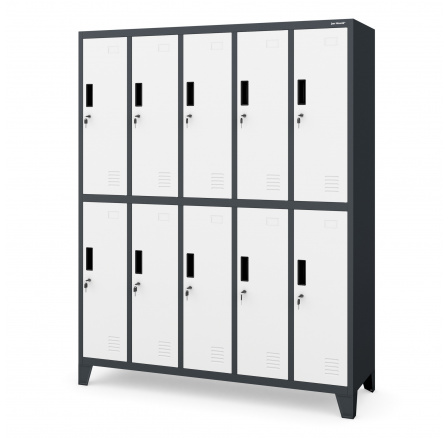 Šatní skriňa s 10 boxmi antracitovo-biela: BARTEK, 1360 x 1720 x 450 mm Šatní skriňa s 10 boxmi antracitovo-biela: BARTEK, 1360 x 1720 x 450 mm